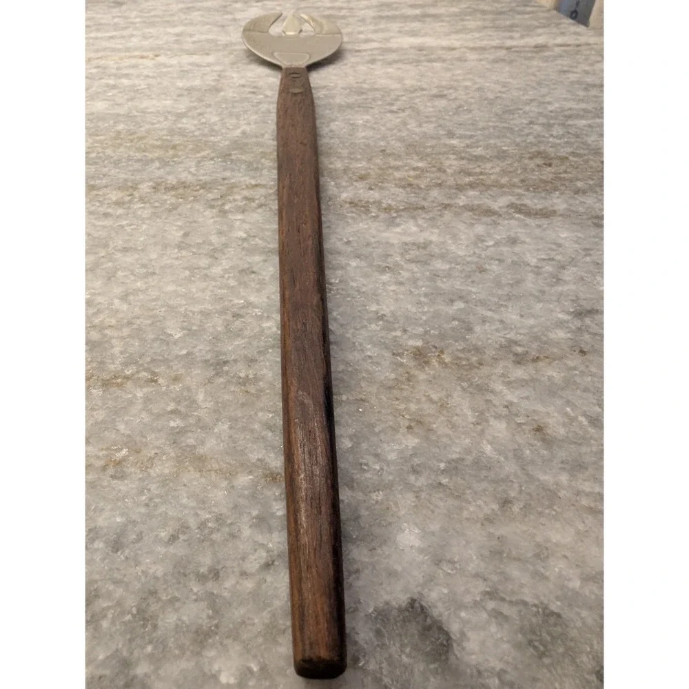 1 x Vintage MCM Teak SALAD SERVING Wood Handle Fork Japan Stainless‎ Steel